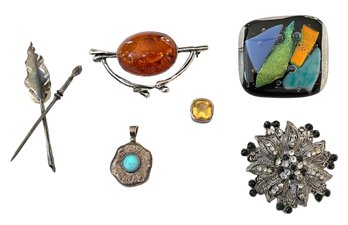 Pins And Pendants Includes Sterling Silver - 6 Pieces