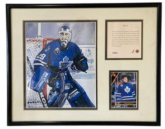Framed Felix Pervin Lithograph & Hockey Card -Toronto Maple Leafs
