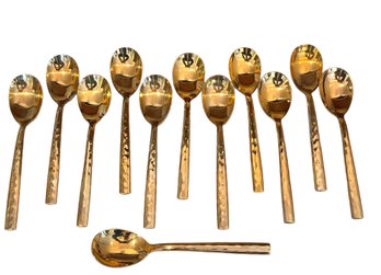 Twelve MCM Gold Ice Cream Spoons
