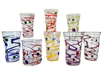 Nine Nina Cambell 'Wacky Dot' Art Glass Barware (Current Retail $65 EACH)