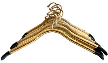 Nine Mid Century Heavy Brass Hangers