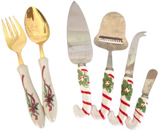 A Group Of Holiday Serving Utensils