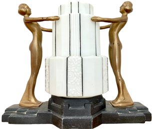 Antique Art Deco Figural Table Lamp 12' X 6' X 12'