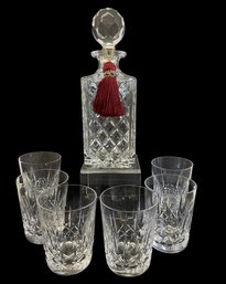 Stunning Cut Crystal Whiskey Decanter With Six Glasses