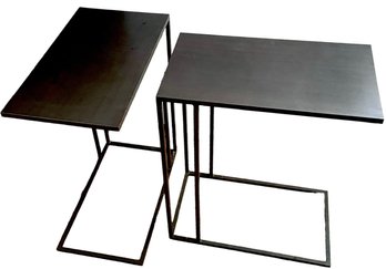 A Pair Of Crate & Barrel Iron 'Mill C' End Tables