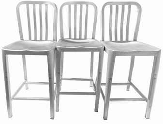 Three Brushed Aluminum Counter Stools