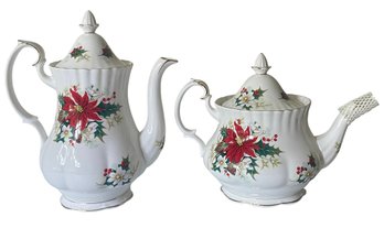 Vintage Royal Albert 'Poinsettia' Holiday Coffee Pot & Teapot