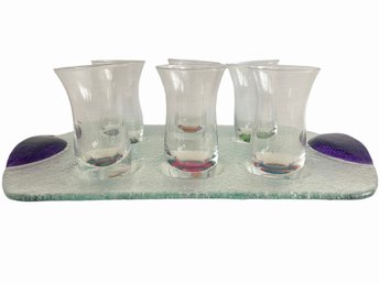 Dansk Spectra Cordial Set With Glass Tray