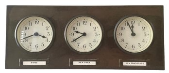 Pottery Barn Antiqued Brass International Clock