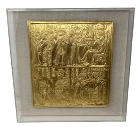 1976 Metropolitan Museum Of Art MMA Egyptian King Tut Gold Plaque Shadow Box