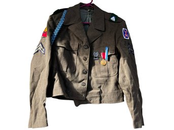 Men's Decorated Vintage Army Jacket With Aiguillette And Medals