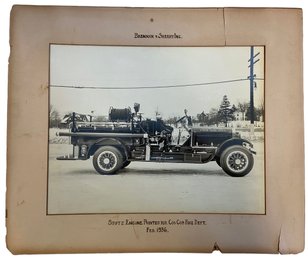 Antique 1936 Black And White Photograph Stutz Engine Cos Cob Fire Dept.