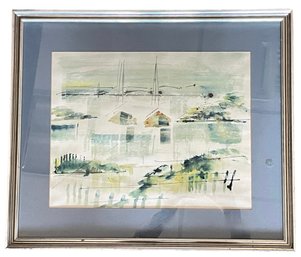 Signed Watercolor 'Bermuda Scene' By Listed Artist Alfred Birdsey