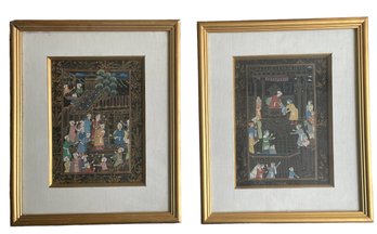 Two Vintage  Indian Silk Painting