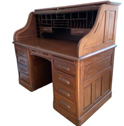Antique Honey Oak Roll Top Desk