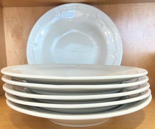 Six VIntage White Porcelain Pasta Bowls