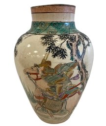Interesting Old Japanese Samurai Scenic Vase