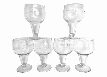 Six Vintage Hollow Stem Cocktail Glasses