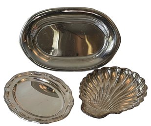 Silver-Plate Serving Pieces & Stainless Platter