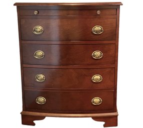 Wooden Nightstand 'Hepplewhite Bowfront' With Pull Out Tray And Brass Hardware