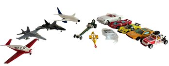 Collection Of Vintage Metal Airplanes And Die-cast Cars