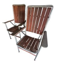 Pair Of Vintage Folding Slatted Wood Lawn Chairs