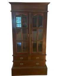Impressive Antique Mahogany Glass Doored Hutch From Lillian August - $7500 Retail