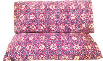 A Pair Of Vintage Cotton Batik Throw Pillows 20' X 8'