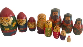 Three Sets Of Vintage Russian Nesting Dolls (H)