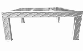 MCM White Painted Wood And Glass Coffee Table  40' X 40' X 16'