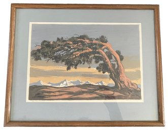 Early California Signed Lithograph 'Old Pine Tree'