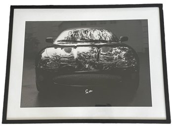 Large Black & White Photograph Of Jaguar Auto