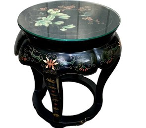 Vintage Hand Painted Asian Side Table By Oriental Expressions