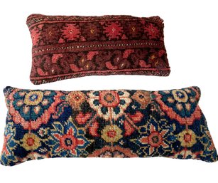 Pair Of Custom Old World  Style Rug Bolster Pillows