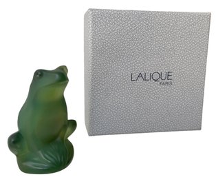 Green Lalique Crystal Frog