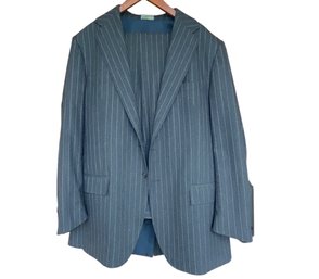 Polo Ralph Lauren Blue Label Gray Pinstriped Mens Wool Suit