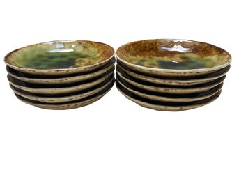 Ten Japanese Ceramic Footed Low Bowls