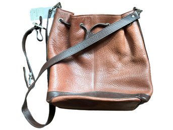 Brown Leather Cinch Top Bucket Bag - Emporio Bags - NWT