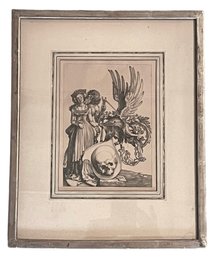 Antique Engraving By Albrecht Durer (1471-1528) 'Coat Of Arms With A Skull' 1503