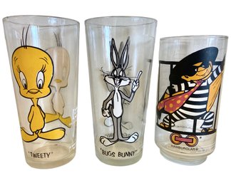 Three 1970s Vintage Character Glasses