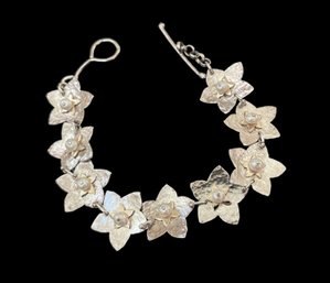 Sterling Silver Flower Toggle Bracelet