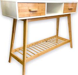 Modern Bamboo Side Table With Drawers 39' X 12' X 30'