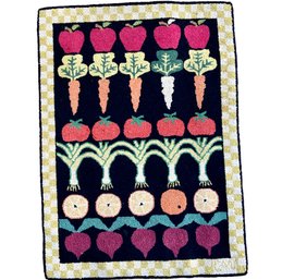 Vintage Vegetable Themed Latch Hook Rug 38' X 28'