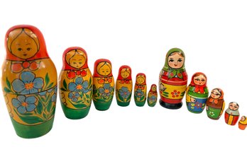 Two Sets Of Polish Vintage Nesting Dolls (g)