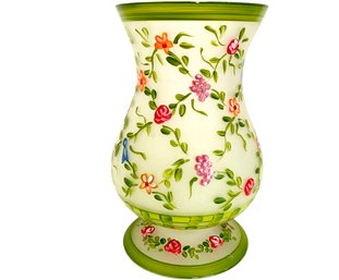 Vintage Hand Painted Glass Vase 9'