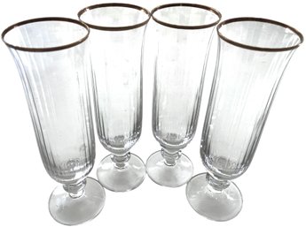 Four Vintage 1970s Crystal Champagne Flutes
