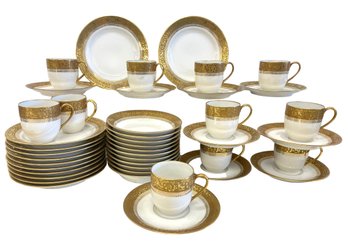 Vintage Limoges Lanternier Gold China Demitasse And Dessert Set - 43 Pieces