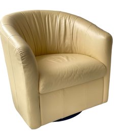 Yellow Natuzzi Italian Leather Swivel Chair