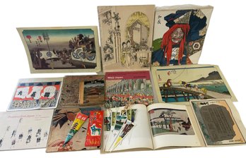 Collection Of Vintage Japanese Prints, Books And Ephemera