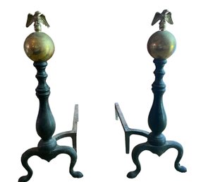 Vintage Fireplace Eagle Top Andirons